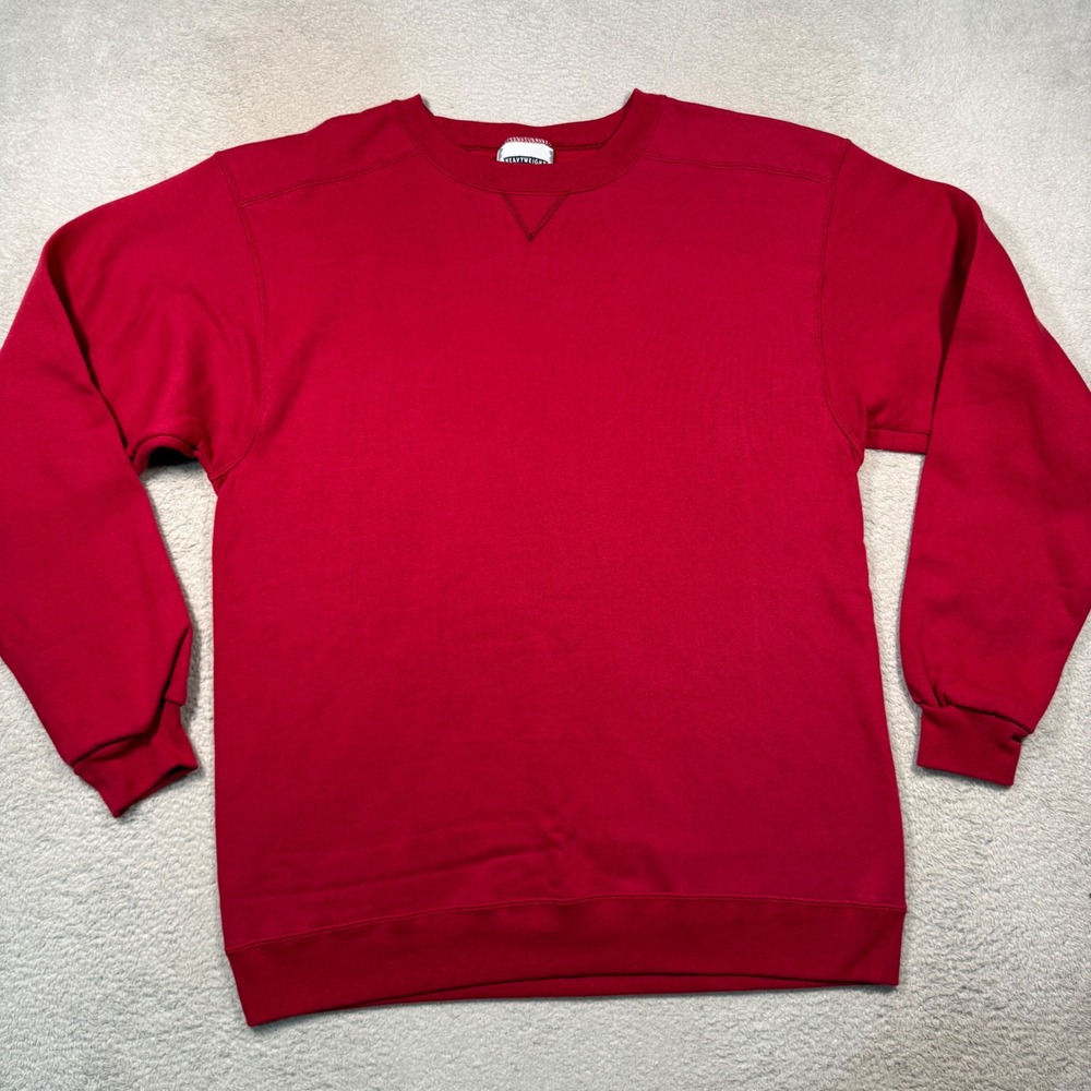 Vintage 90s Lee Heavyweight Sweatshirt M Red Blank‎ V-Stitch Made in USA NWOT
